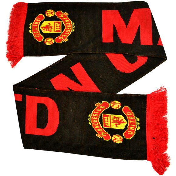 Manchester United FC Black Red 'Man Utd' Scarf - Picture 1 of 2